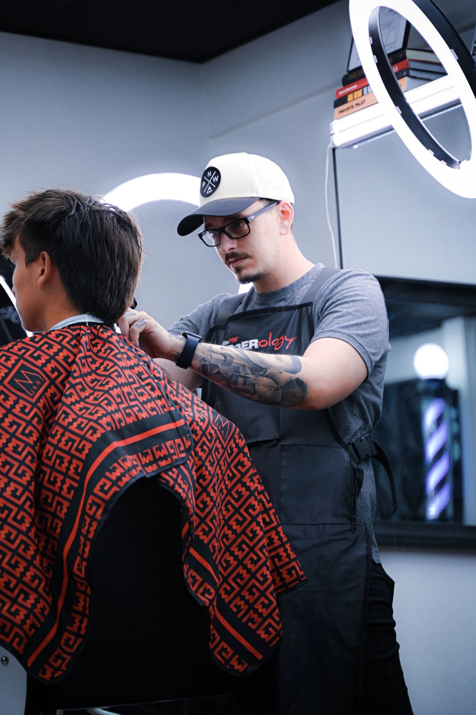 Kid getting a fresh cut at Madison Barbershop in Keizer
